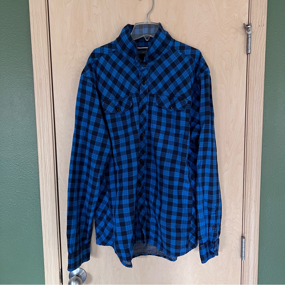 Prana 100% Cotton Flannel - Black/Blue